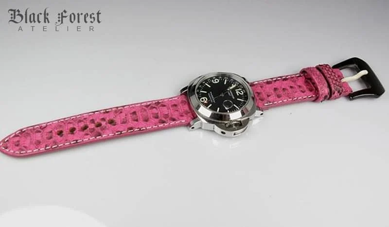Handgefertigtes Uhrenarmband 24mm/24mm aus echtem Pythonleder in Naturfarbe PY01 – Bild 3
